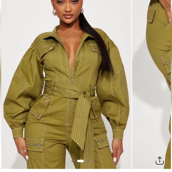 Fashion Nova Green Utility Jumpsuit - Picture 7 of 13